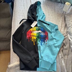 Aq Sport Colorful Lip Print Hoodie and Pants Set